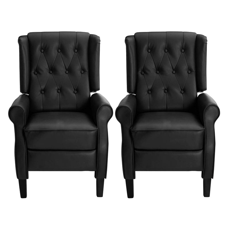Restreal Leather Wingback Recliner Chair black set of two