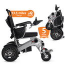 Restreal Lightweight Foldable Electric Wheelchair All Terrain Power Wheel Chair for Adults, Seniors, Elderly, Airline Approved, Silver