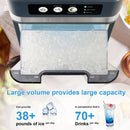 Restreal Touchscreen Nugget Ice Maker Countertop, 38lbs/24H, Soft Chewable Pellet Ice Maker with Self-Cleaning Function for Kitchens, Offices, Home