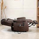 Restreal Infinite Position Lift Recliner Chair for Elderly with Heat Massage and Extended Footrest Lay Flat Sleeping Leather Dual Motor Power Lift Chair for Living Room (Brown)