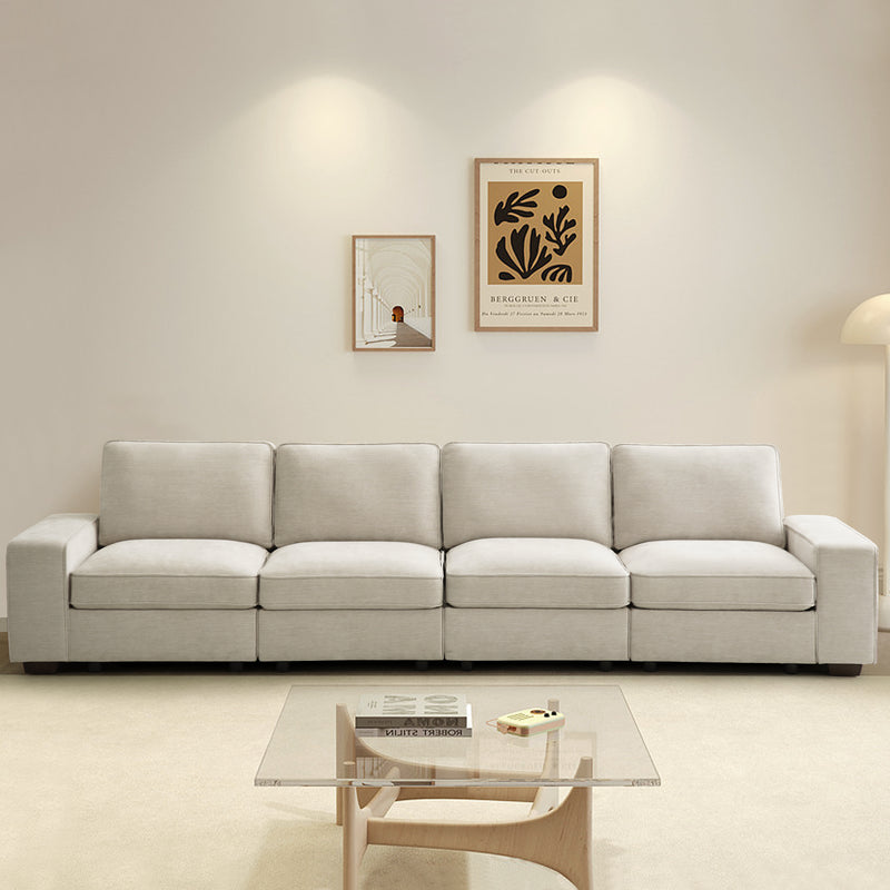 TEKAMON  Modular Sectional Sofa with Storage Layer for Living Room, Modern Couch with Side Pocket Washable Removable Cushion Cover, Easy to Install, Beige Linen Fabric