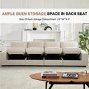 Restreal Modular Sectional Sofa with Storage Layer for Living Room, Modern Couch with Side Pocket Washable Removable Cushion Cover, Easy to Install, Beige Linen Fabric