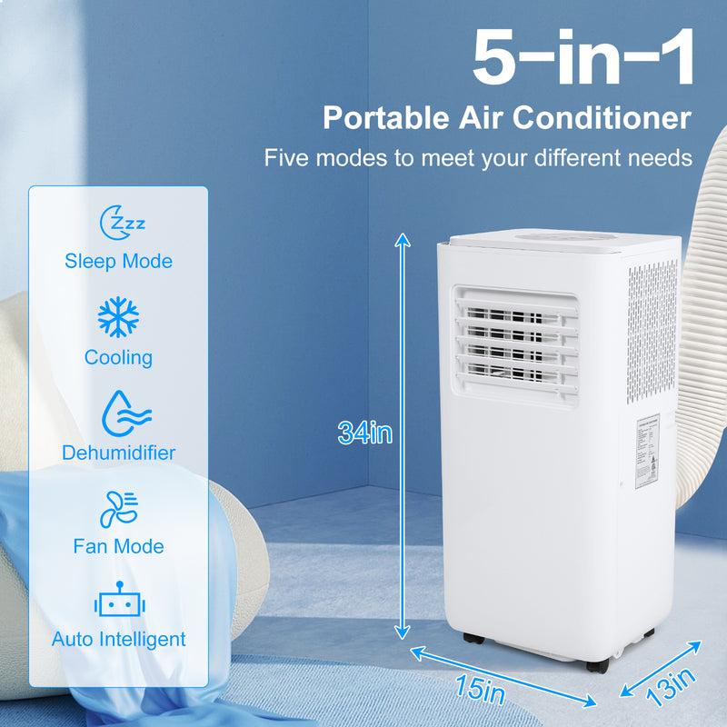 TEKAMON 12,000 BTU Portable Air Conditioner with Built-in Cool, Dehumidifier&Fan Modes up to 550 Sq.Ft. with Remote Control, White