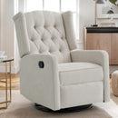 Restreal 360°Swivel Recliner Chair with Extra Large Extended Footrest, Comfy Upholstered Glider Rocking Chair for Living Room