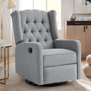 Restreal 360°Swivel Recliner Chair with Extra Large Extended Footrest, Comfy Upholstered Glider Rocking Chair for Living Room
