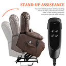 Restreal Infinite Position Lift Recliner Chair for Elderly with Heat Massage and Extended Footrest Lay Flat Sleeping Leather Dual Motor Power Lift Chair for Living Room (Brown)