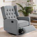 Restreal 360°Swivel Recliner Chair with Extra Large Extended Footrest, Comfy Upholstered Glider Rocking Chair for Living Room