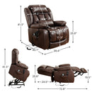 Restreal Infinite Position Lift Recliner Chair for Elderly with Heat Massage and Extended Footrest Lay Flat Sleeping Leather Dual Motor Power Lift Chair for Living Room (Brown)