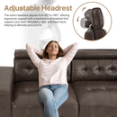 Restreal Modern Sofa, 83.8in Comfy PU Leather Couch with adjustable headrest, Soft Cushion and Firm Structure for Living Room(Brown)
