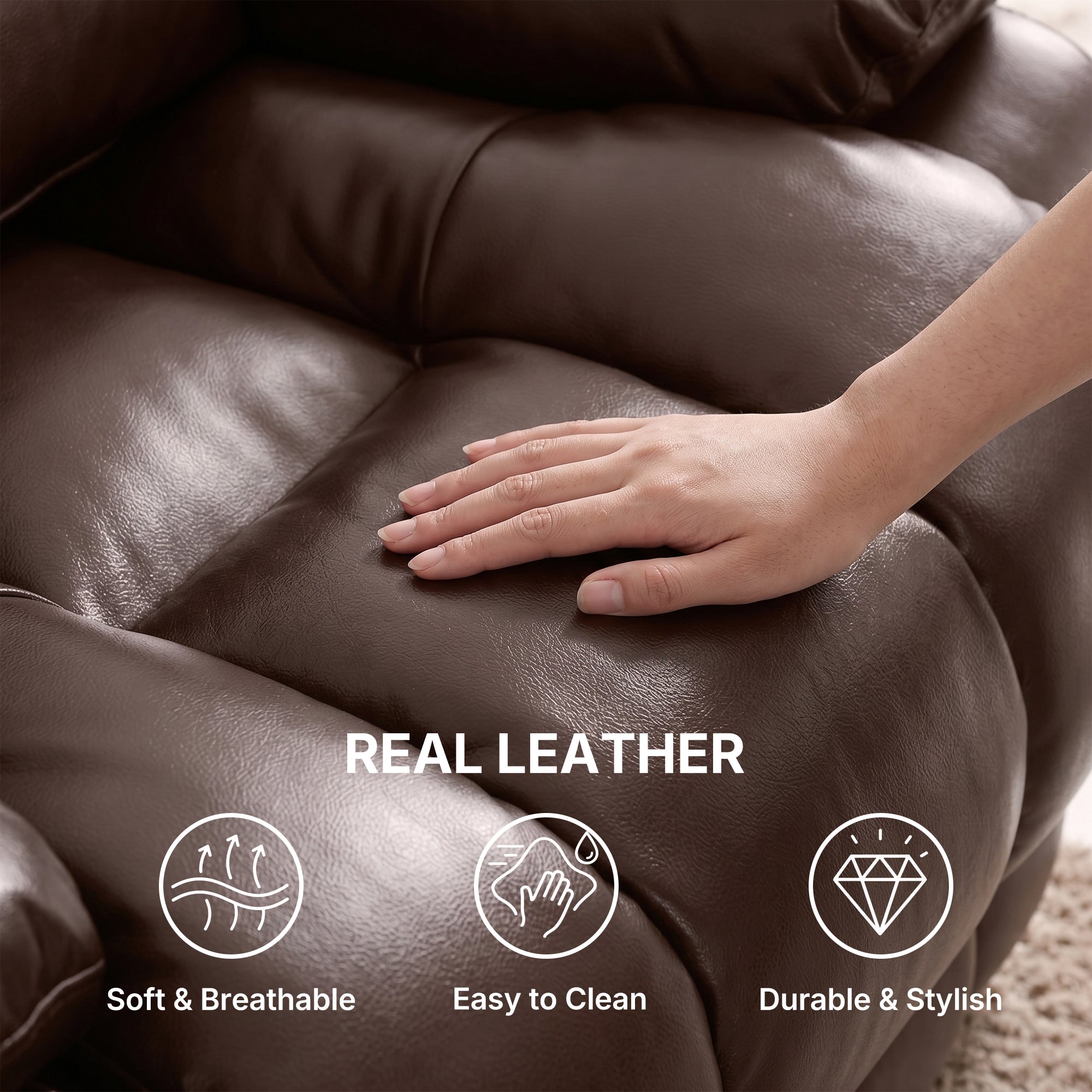 Restreal Infinite Position Leather Lift Recliner | Extend Footrest, Heat & Massage