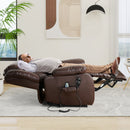 Restreal Infinite Position Lift Recliner Chair for Elderly with Heat Massage and Extended Footrest Lay Flat Sleeping Leather Dual Motor Power Lift Chair for Living Room (Brown)