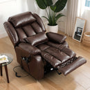 Restreal Infinite Position Lift Recliner Chair for Elderly with Heat Massage and Extended Footrest Lay Flat Sleeping Leather Dual Motor Power Lift Chair for Living Room (Brown)