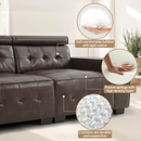 Restreal Modern Sofa, 83.8in Comfy PU Leather Couch with adjustable headrest, Soft Cushion and Firm Structure for Living Room(Brown)