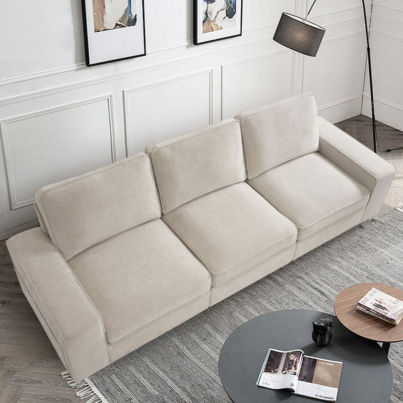 TEKAMON  Modular Sectional Sofa with Storage Layer for Living Room, Modern Couch with Side Pocket Washable Removable Cushion Cover, Easy to Install, Beige Linen Fabric