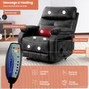 Grey massage chair with remote control in a living room