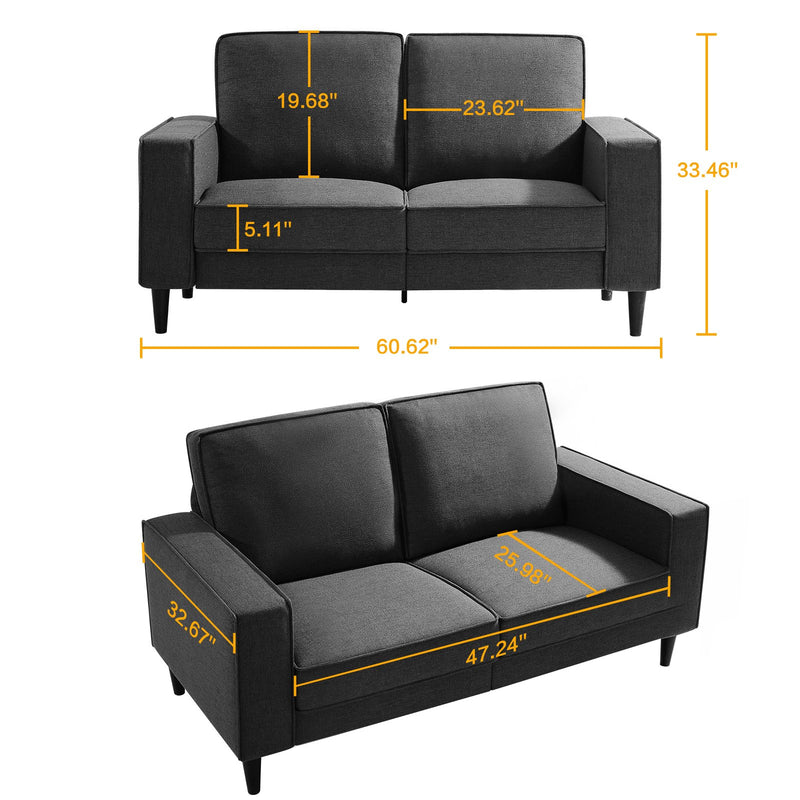 ASJMR Wide Loveseat with Armrest, 2-Seater Sponge Polyester Fabric Double Sofa Furniture ASJMR 