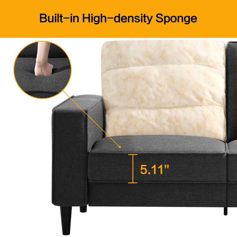 ASJMR Wide Loveseat with Armrest, 2-Seater Sponge Polyester Fabric Double Sofa Furniture ASJMR 