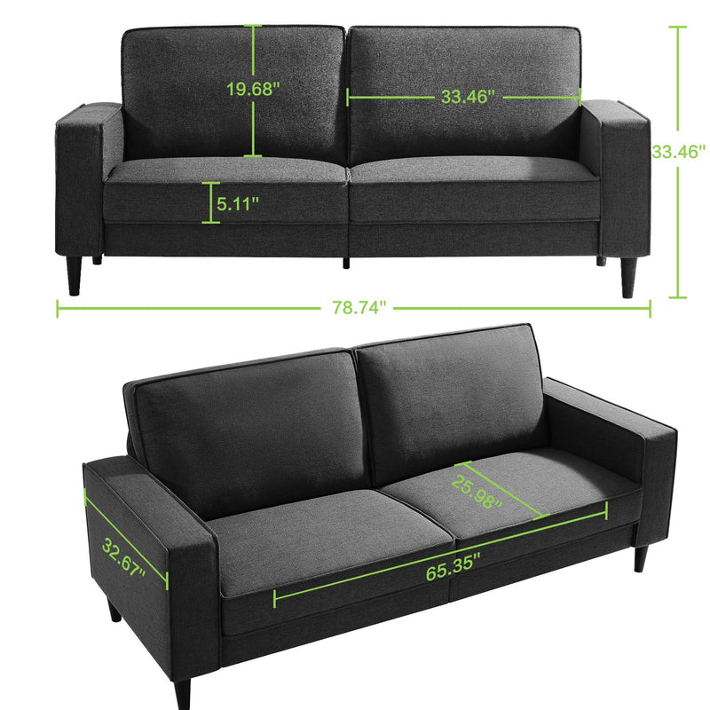 ASJMR Wide Loveseat with Armrest, 2-Seater Sponge Polyester Fabric Double Sofa Furniture ASJMR 