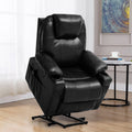 3-Position Power Lift Recliner Chair with Massage and Heat for Elderly, Real Leather, black