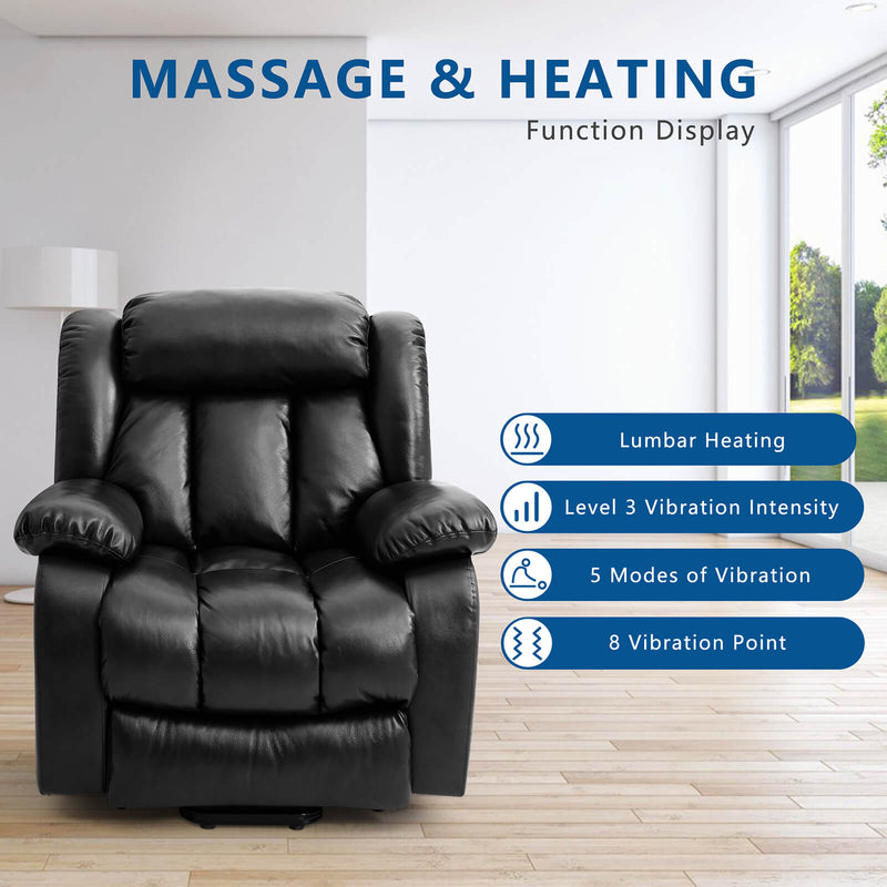 Infinite Position Lift Recliner Chair for Elderly with Massage and Heating, Dual Motor, Real Leather