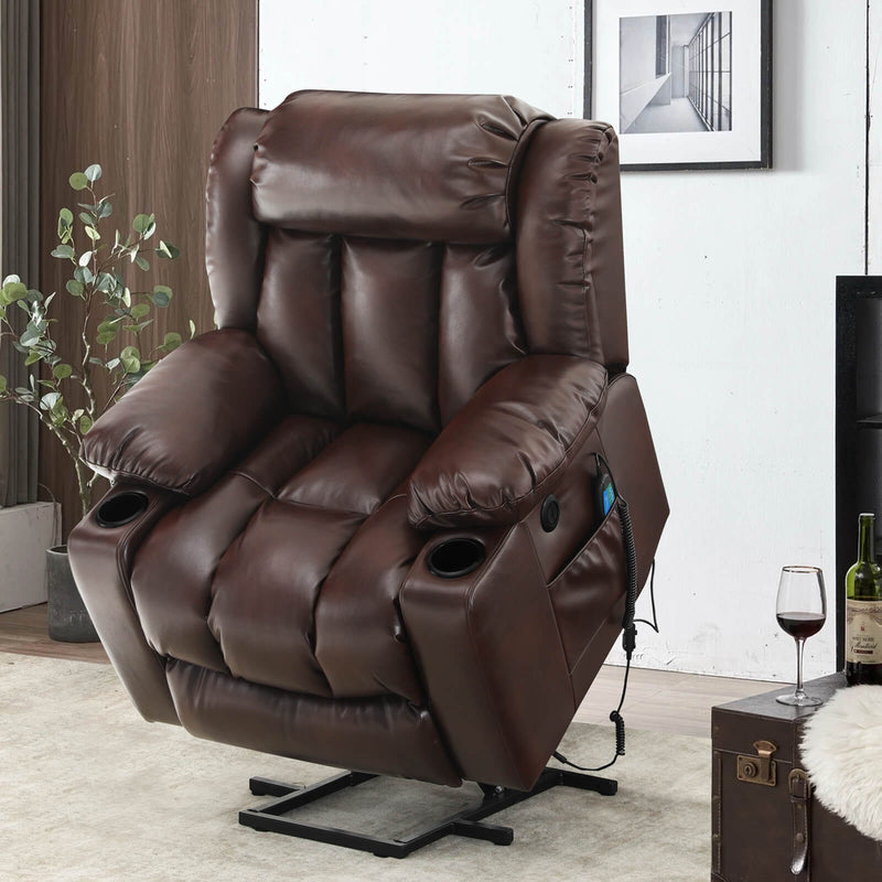 Large Lift Recliner Chair for Elderly with Massage and Heating, Microfiber Leather