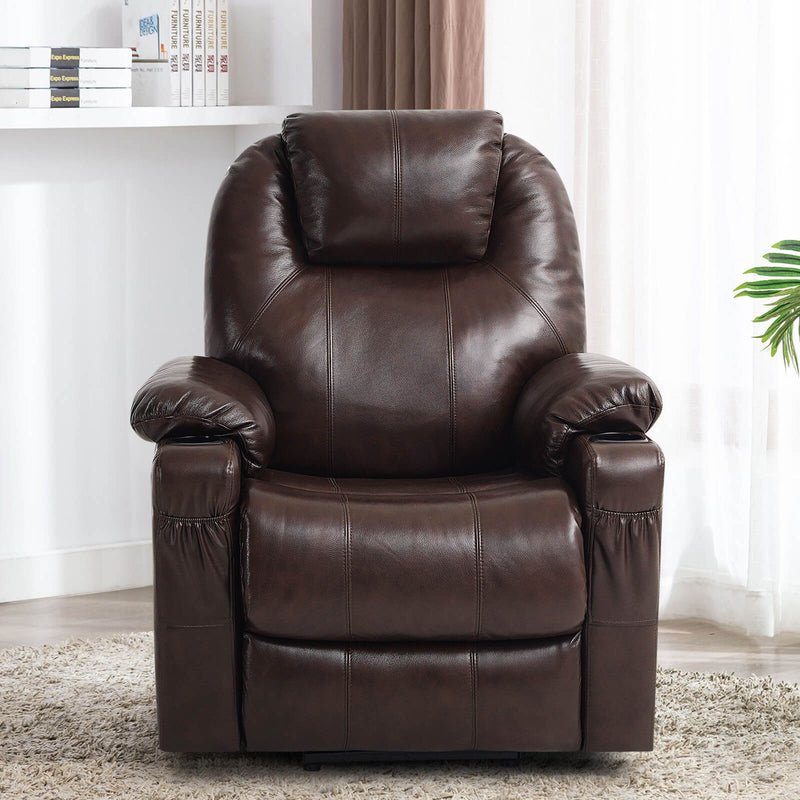 restreal Power Lift Recliner Chair, Real Leather, brown