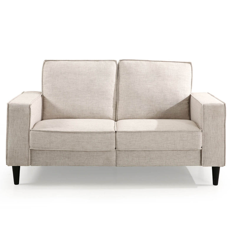 Wide Loveseat with Armrest, 2-Seater Sponge Polyester Fabric Double Sofa sofa ASJMR Beige 60" Loveseat Sofa 