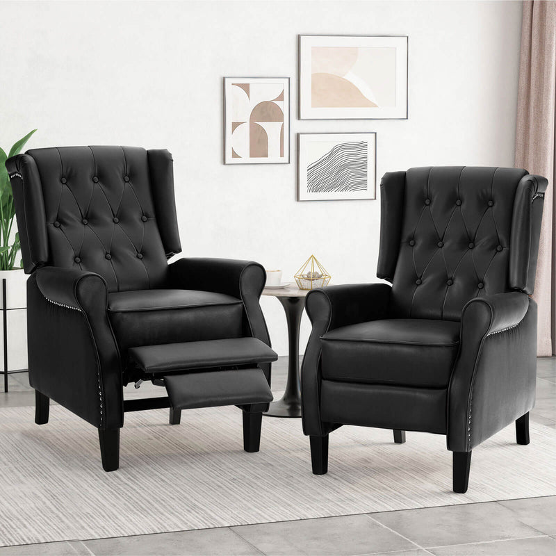 Restreal Leather Wingback Recliner Chair black set of two