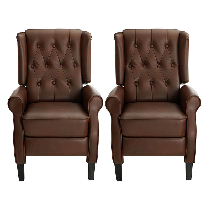 Restreal Leather Wingback Recliner Chair brown set of two